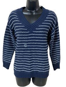 Westport Womens Sweater Size XS Navy Blue Striped New V-neck Pullover